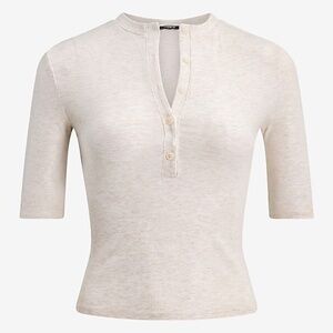 NWT Express Women's Shine Ribbed Elbow Sleeve Henley Tee - XL